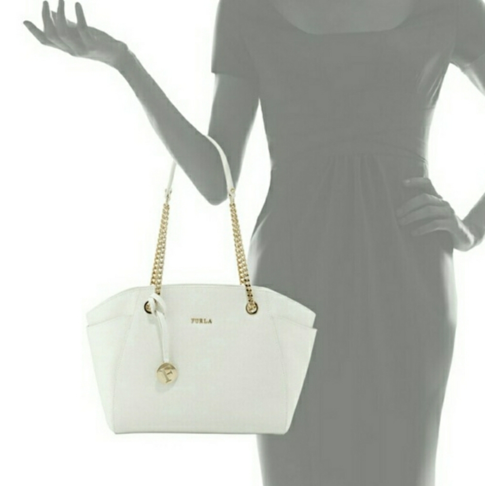 Furla JULIA White leather shoulder bag